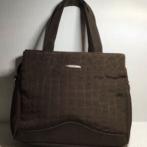 Chanson VintageElegant Brown Handbag quilted zipper closer, storage compartment